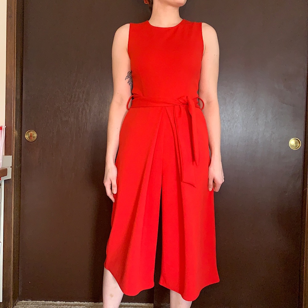 Bishop + Young “Rachel” crop jumpsuit in red